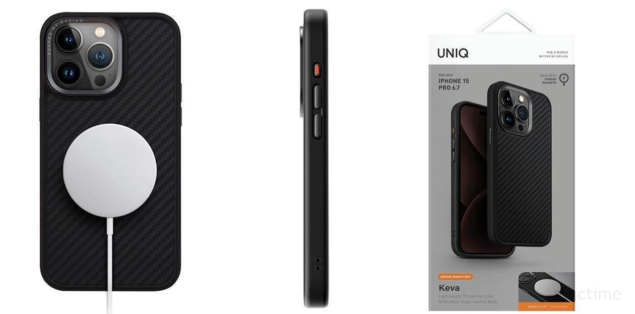 Чехол Uniq KEVA Kevlar для iPhone 15 Pro Max чёрного цвета